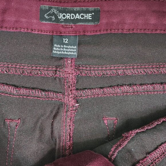 Maroon High waisted Skinny Jeans with Triple Button - Picture 7 of 8